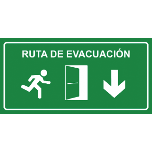 Aviso Señal Ruta Evacuacion Abajo TripSign