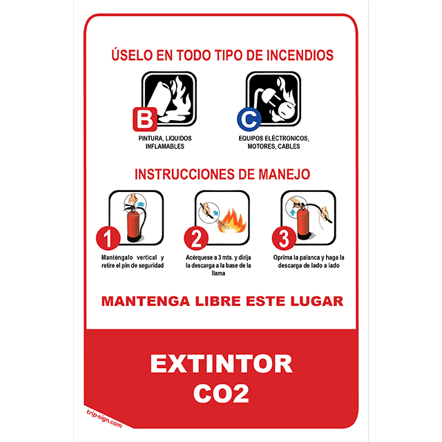  Señal de extintor de incendios, CO2 (dióxido de carbono),  calcomanía autoadhesiva de 7.874 in x 3.150 in : Industrial y Científico